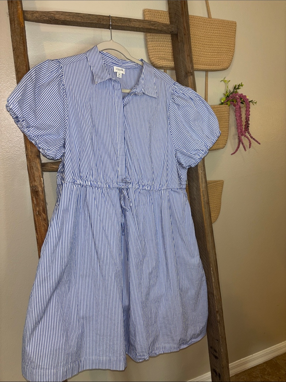 J crew  Blue and White Striped Cotton Shirtwaist Dress